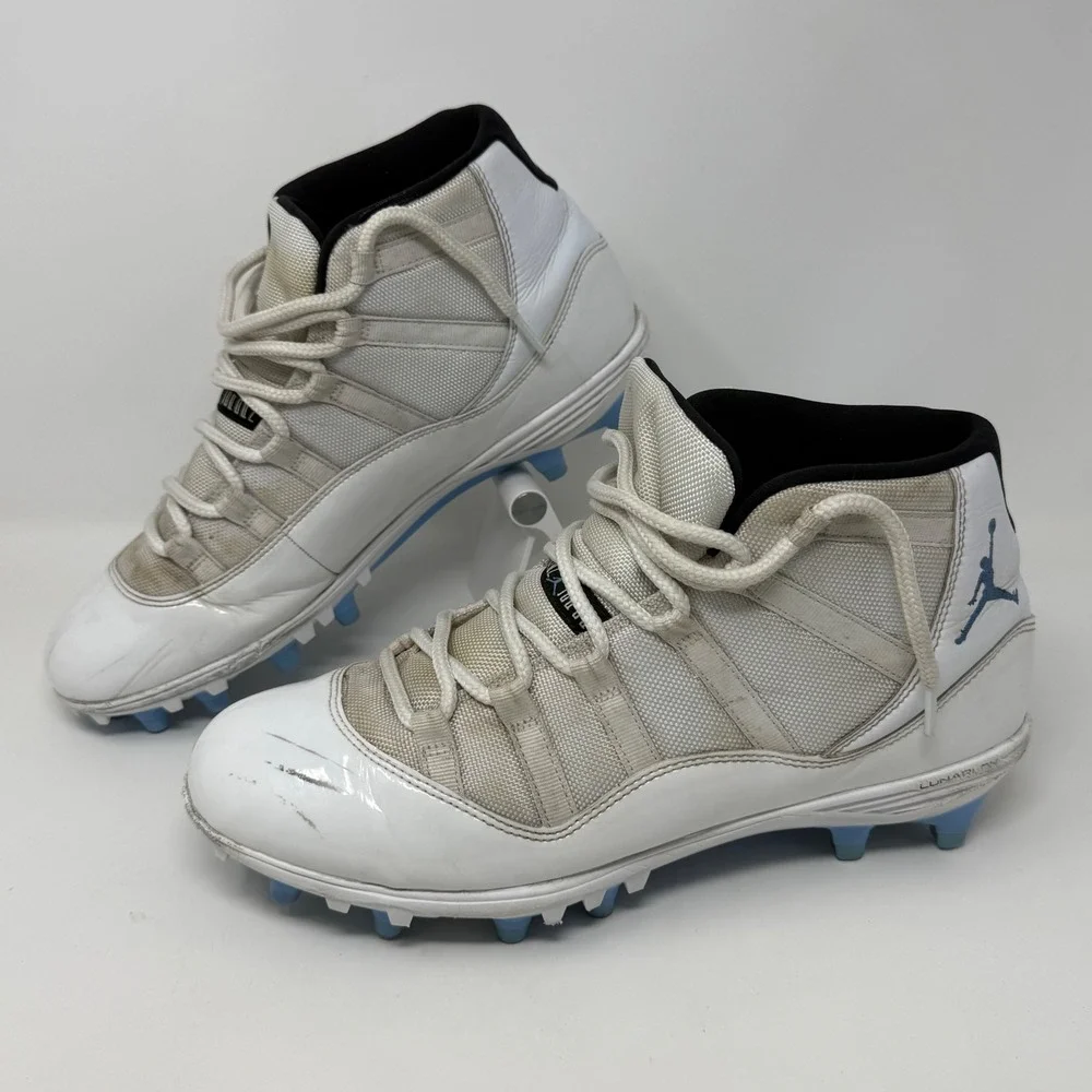 Jordan 11 Retro TD Football Cleats White Columbia Blue AO1561-117 Mens 11.5